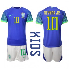 Brazílie Neymar Jr #10 Dětské Venkovní dres komplet MS 2022 Krátký Rukáv (+ trenýrky)